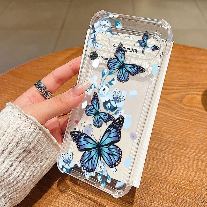 Purple Butterfly Printed TPU Case For Google Pixel 9 Pro Pixel 9 Pro XL Soft Silicone Transparent Back Cover For Google Pixel 9A