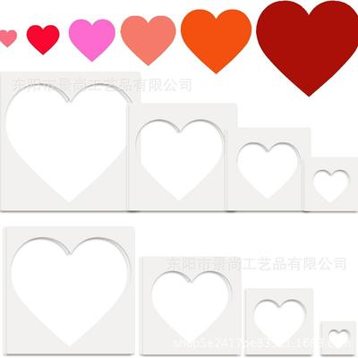 Набор из 8 пластиковых трафаретов в форме сердца для DIY-раскрашивания стен и аэрографии