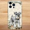 Мультяшный Шнауцер Чехол для Телефона iPhone 16,15,14,13,12,11,Mini,Pro,SE,MAX Белый Матовый Ударопрочный Чехол