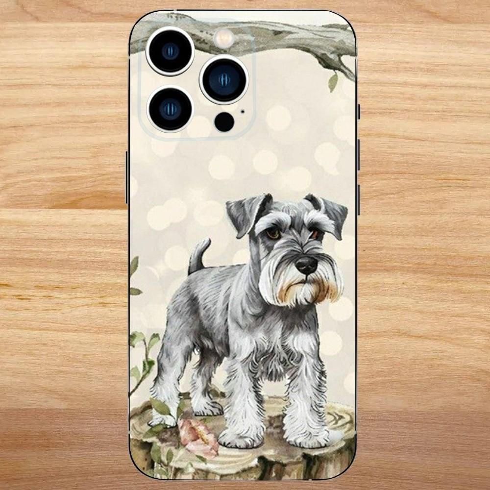 Мультяшный Шнауцер Чехол для Телефона iPhone 16,15,14,13,12,11,Mini,Pro,SE,MAX Белый Матовый Ударопрочный Чехол