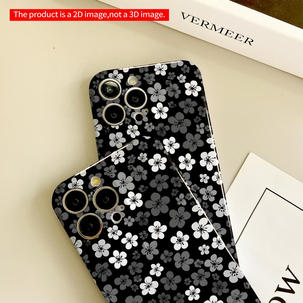 Monochrome Floral Pattern Phone Case All inclusive film hard phone case, compatible with iPhone 18 Pro Max 17 16 15 14 13 12 11