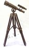 Brass Telescope With Wooden Tripod Stand Maritime Nautical Vintage Desk Décor