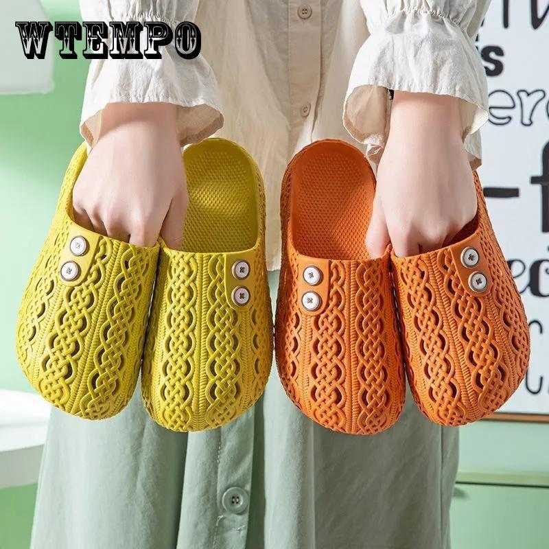 Women's Hole Toe Shoes Cute Non-slip Beach Sandals Girls Summer Outside The Bathroom Home Thick Bottom Stepping On Shit Slippers