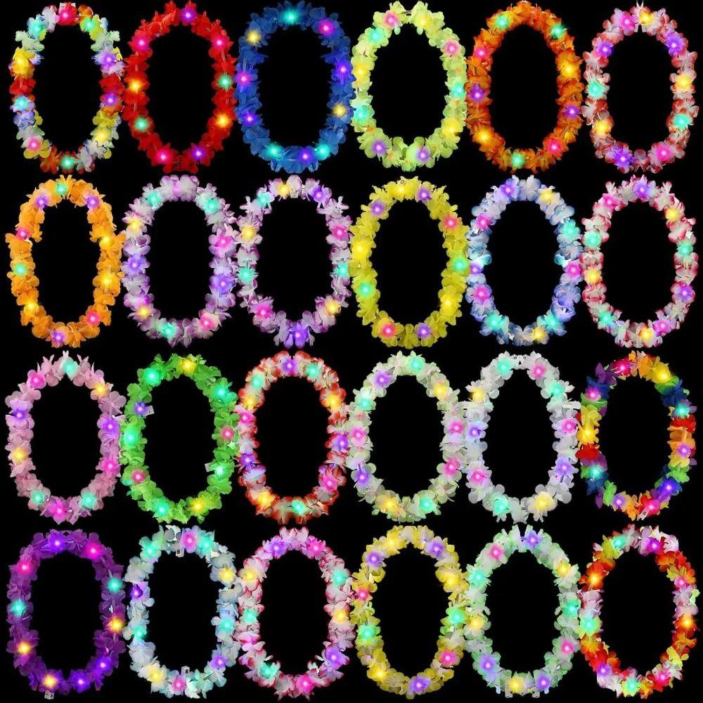Silk Petal LED Hawaii Leis Beach Accessories Glow Necklace Light Up Lei Event Decoration