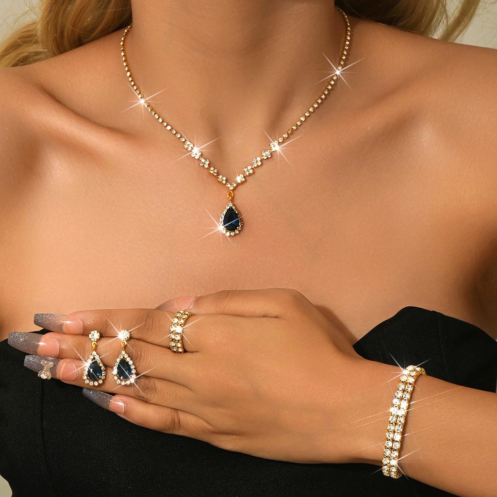 Necklace And Bracelet Accessory Set - Zircon Wedding Accessories Set - Bride's Jewelry Set
