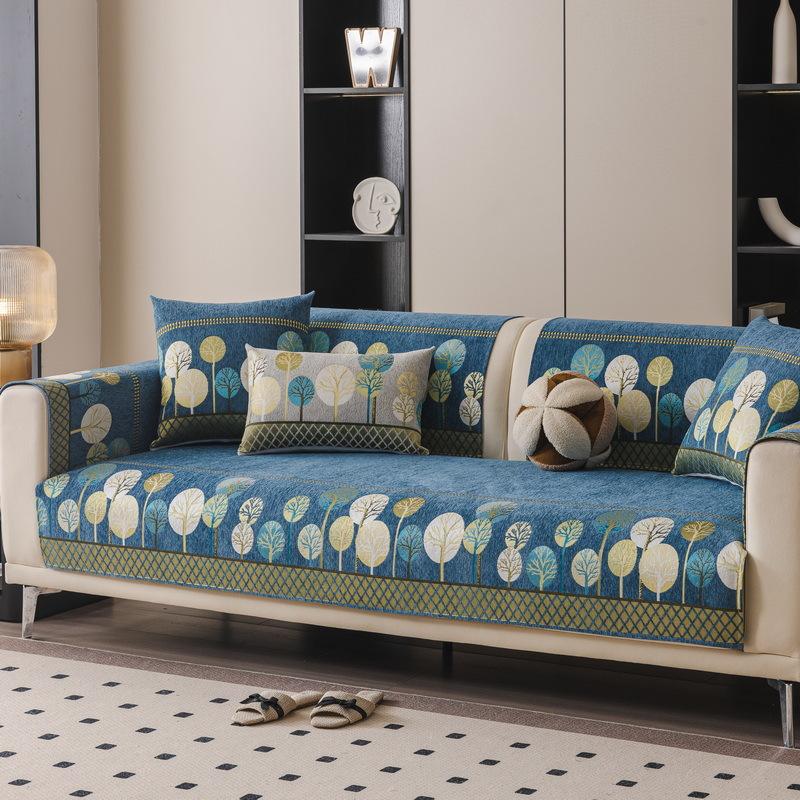 Modern Minimalist Ethnic Style Sofa Cushion 2024 New Chenille Four Seasons Universal Non Slip Seat Cushion Cover Cloth Towel