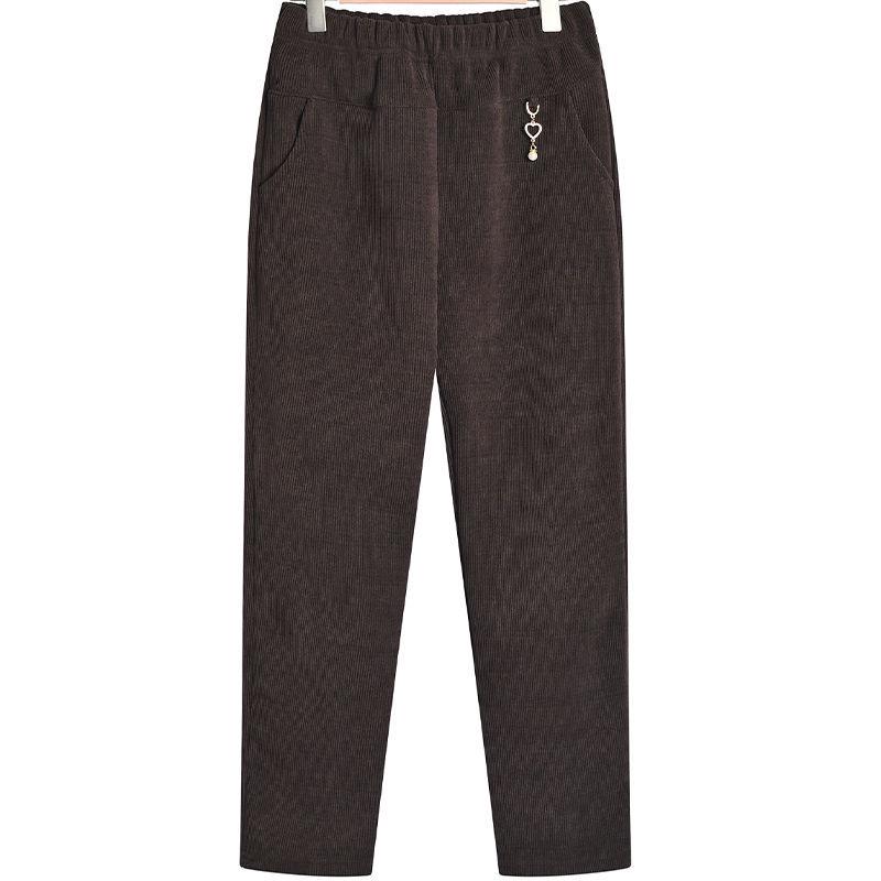 Бабушкины вельветовые брюки больших размеров на флисовой подкладке для весны, осени и зимы