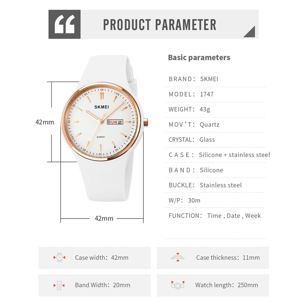 Часы SKMEI водонепроницаемые спортивные силиконовые милые студенческие простые наручные часы большие стильные повседневные аналоговые кварцевые часы с датой и днем недели