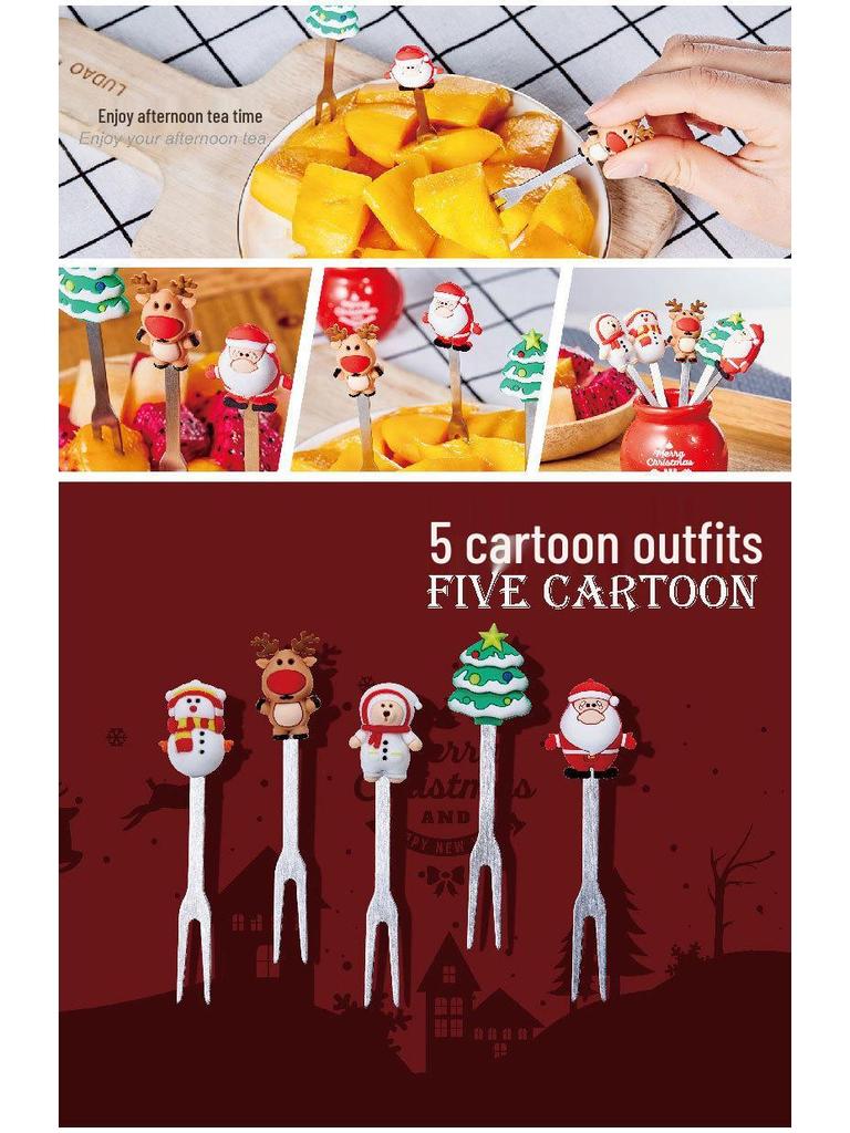 Детские вилки для фруктов из нержавеющей стали - Милые десертные и пирожные вилки с банкой для хранения для домашнего использования для малышей