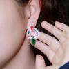 Серьги-капли CMM в стиле ретро с красным кубическим цирконием серебряного цвета