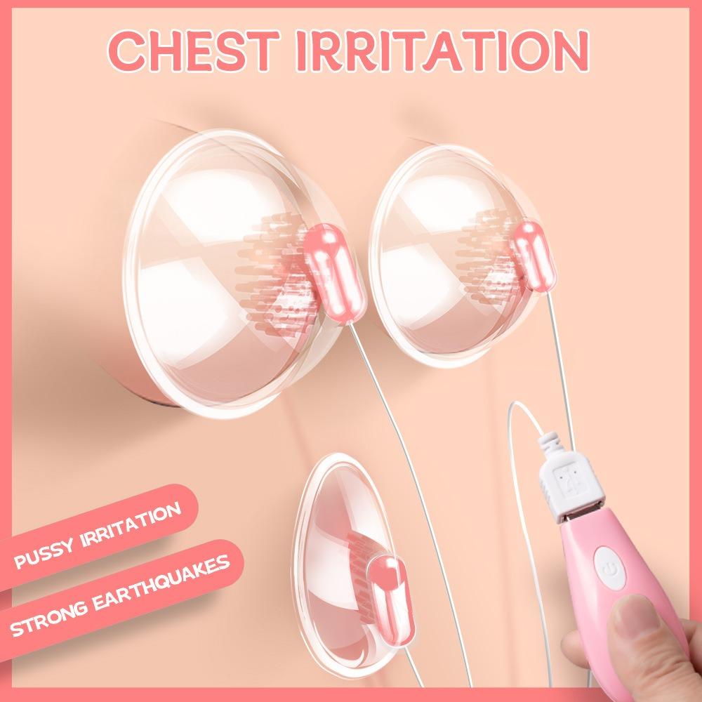 Three head suction vibrating nipple breast pump female tongue licking massage masturbator for women pleasure
