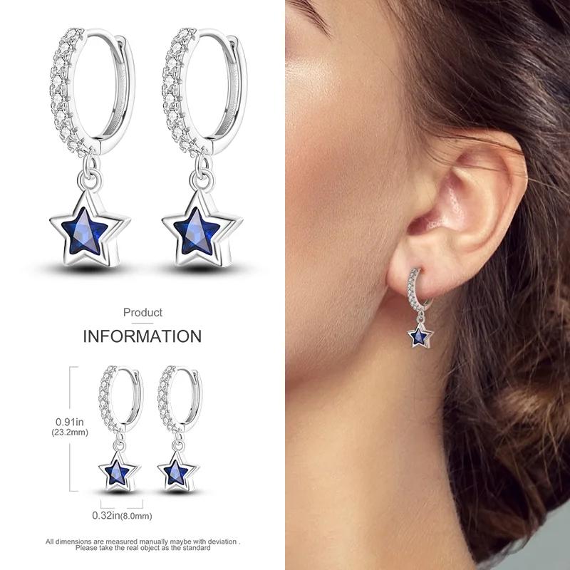 2024 New Earring for Women 925 Silver Sparkling Star Butterfly Heart Tassels Feather Hoop Earrings Engagement Wedding Jewelry