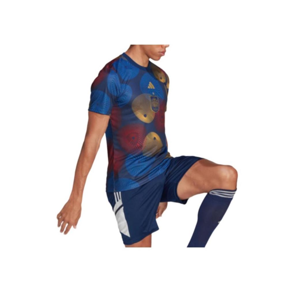 Adidas Мужские футбольные майки с короткими рукавами и графическим принтом логотипа, темно-синие HF1421