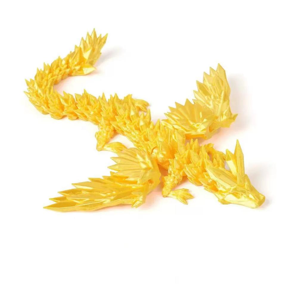 22CM 3D Printed Conjoined Dragon Crystal Dragon Wings Ornaments Joints Can Move Dragon Rockery Fish Tank Landscaping Decoration