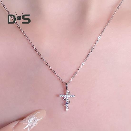 Женское ожерелье с подвеской в виде креста в виде змеи из кубического циркония, полая цепочка, регулируемая длина, гальваническое полированное ожерелье со знаком зодиака «Год Змеи»