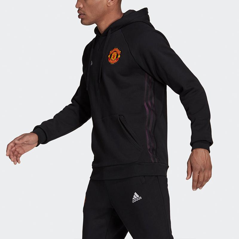 Adidas Мужская футбольная толстовка с вышитым логотипом Manchester United, черная GR3909