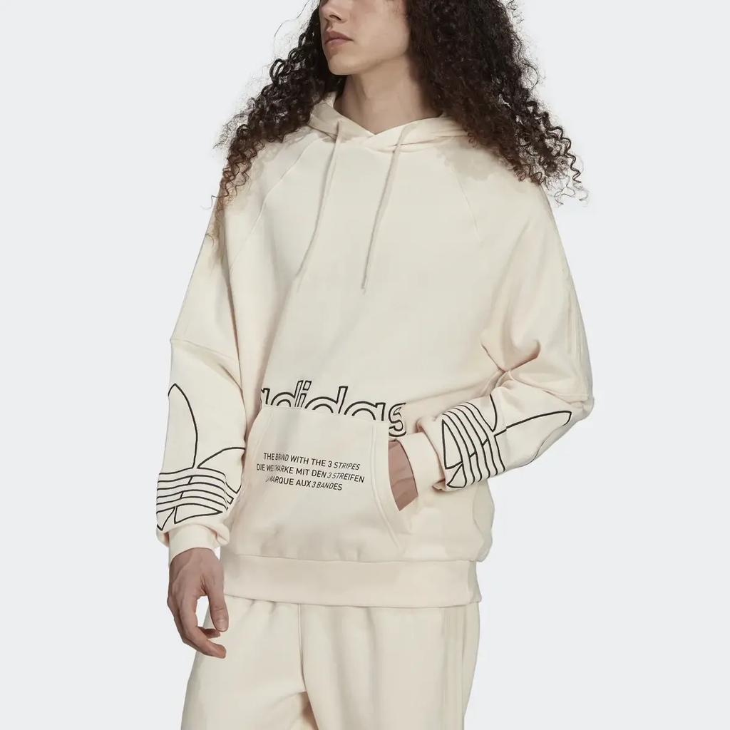 adidas Оригинальный свитшот с капюшоном и карманом кенгуру с трилистником, мужские топы, белый H13462