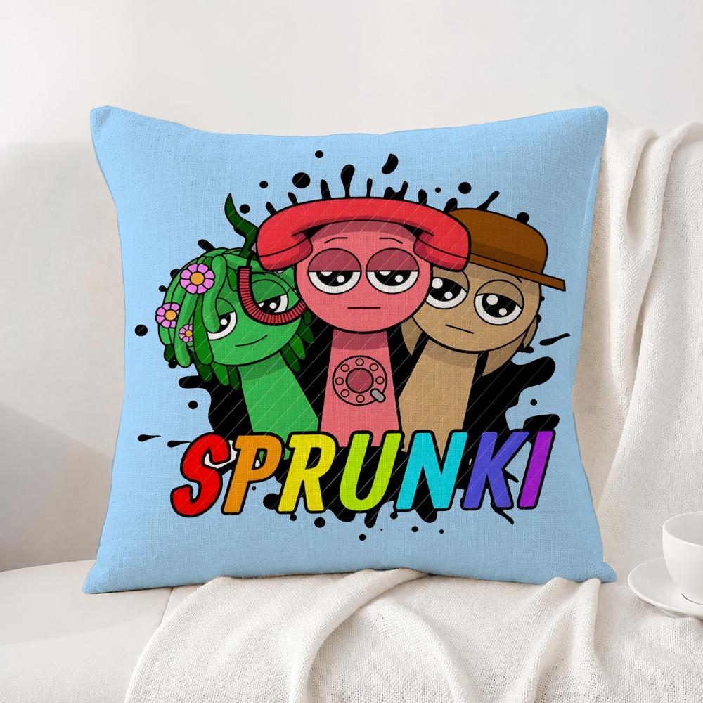 Игровой чехол для подушки Sprunki Натуральный льняной комплект наволочек Универсальный декоративный чехол для подушки для дивана, спальни, кресла