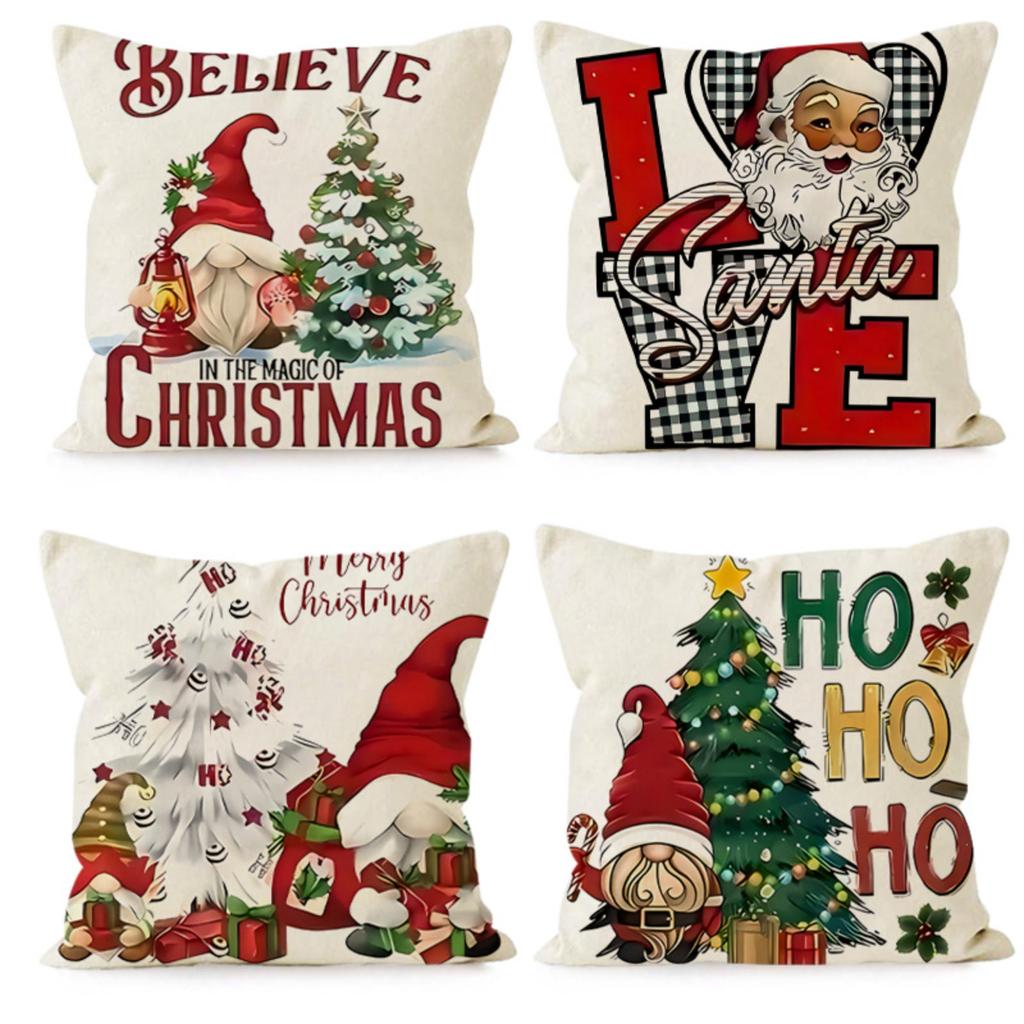 Christmas Dwarf Linen Pillowcase New Christmas Tree Letter Print Pillowcase