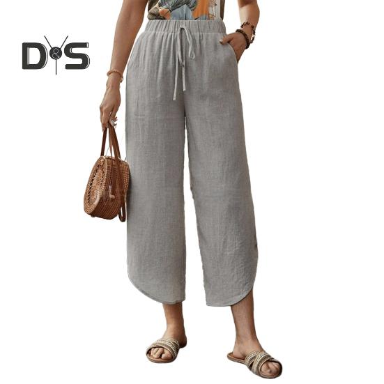 Женские брюки, регулируемые, с эластичной резинкой на талии, повседневные брюки, однотонные, широкие, свободные брюки, повседневная одежда