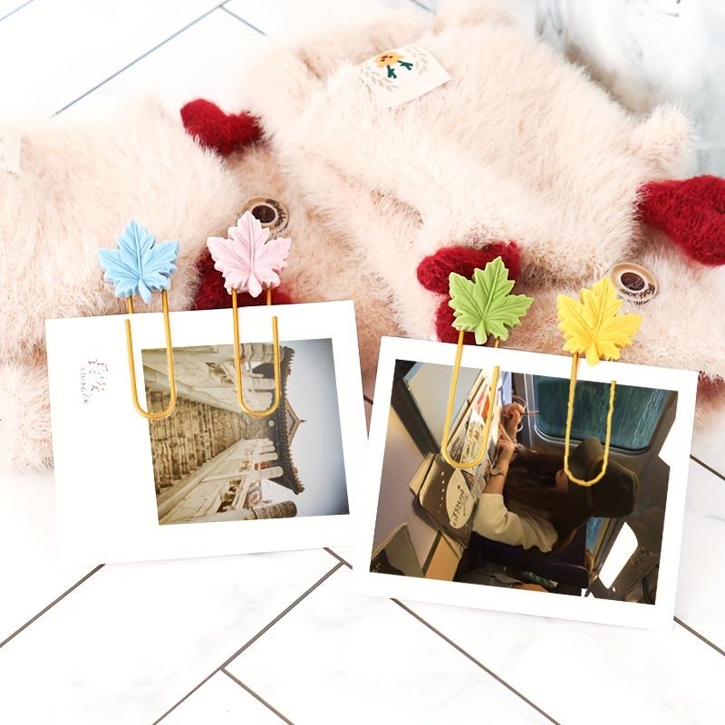 4 шт., креативная красочная форма кленового листа, скрепка, закладка, милая пластиковая упаковка, зажим для книг, аппаратный держатель для закладок