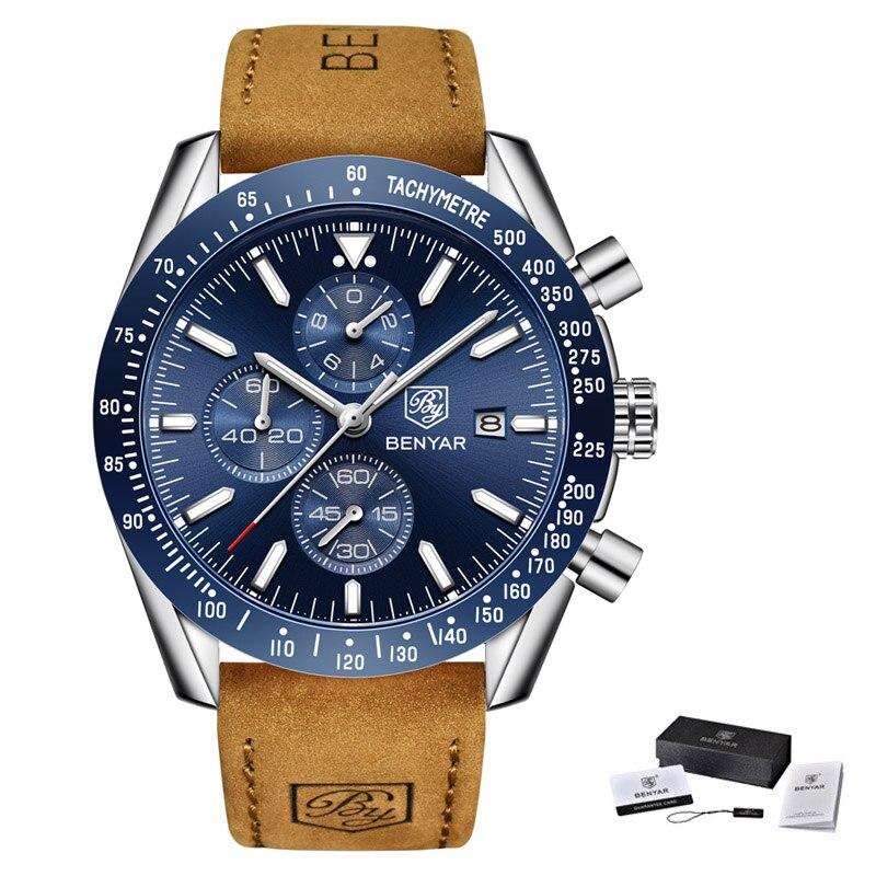 BENYAR Men's Quartz Watch Luxury Brand Waterproof Sports Quartz Chronograph Military Watch Men's Clock Relogio Masculino