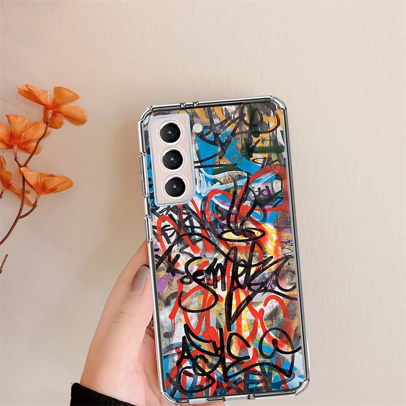 Graffiti Clear Phone Cases for Samsung S26 Ultra Galaxy S25 Edge S24 S23 FE S21 Plus S20 S22 S10 Cover Patterned Compatible with