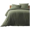Parure De Lit - Housse De Couette 240x260 Cm - 2 Taies - Gaze De Coton - Kaki