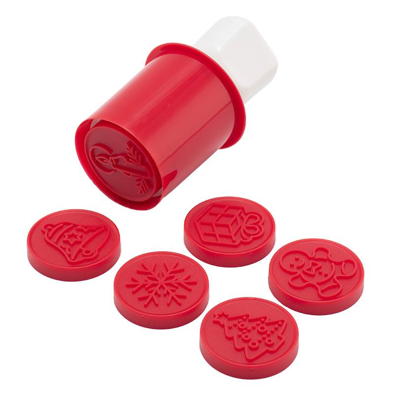 Мультяшный силиконовый штамп для печенья, форма для печенья с деревянной ручкой, рождественская елка, самодельная форма для печати, декор для печенья