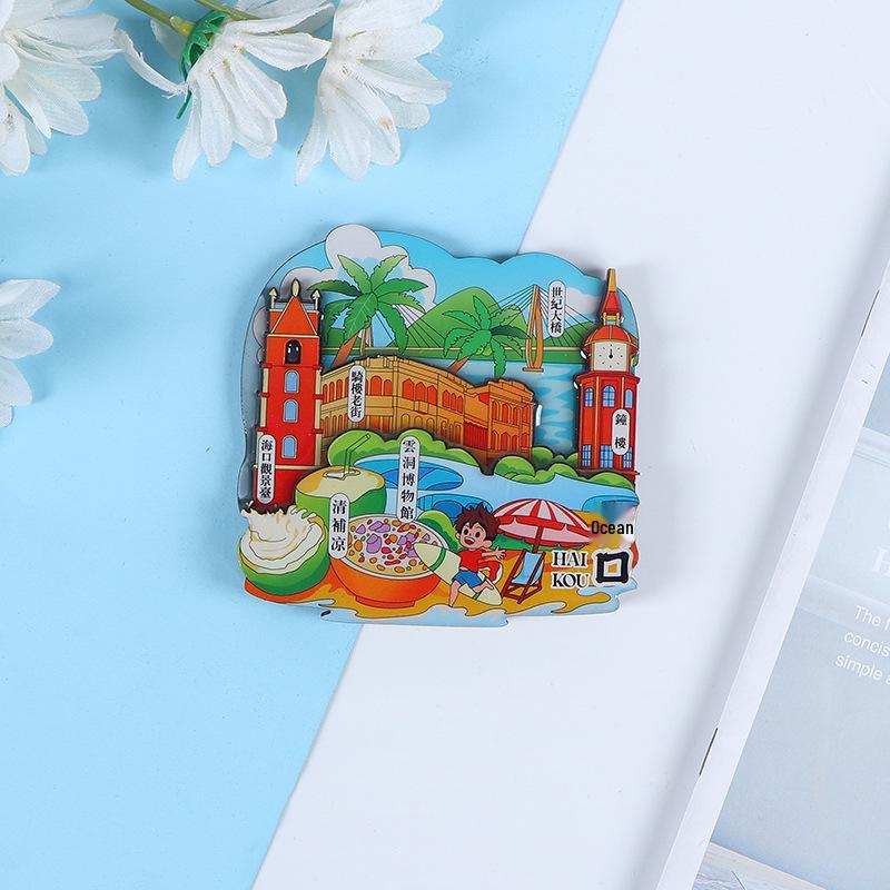 Национальный город Живописный Мультяшный Деревянный Эпоксидный Магнит на Холодильник