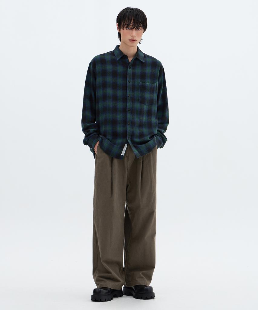 FILLUMINATE Old School Flannel Check Shirt-Green