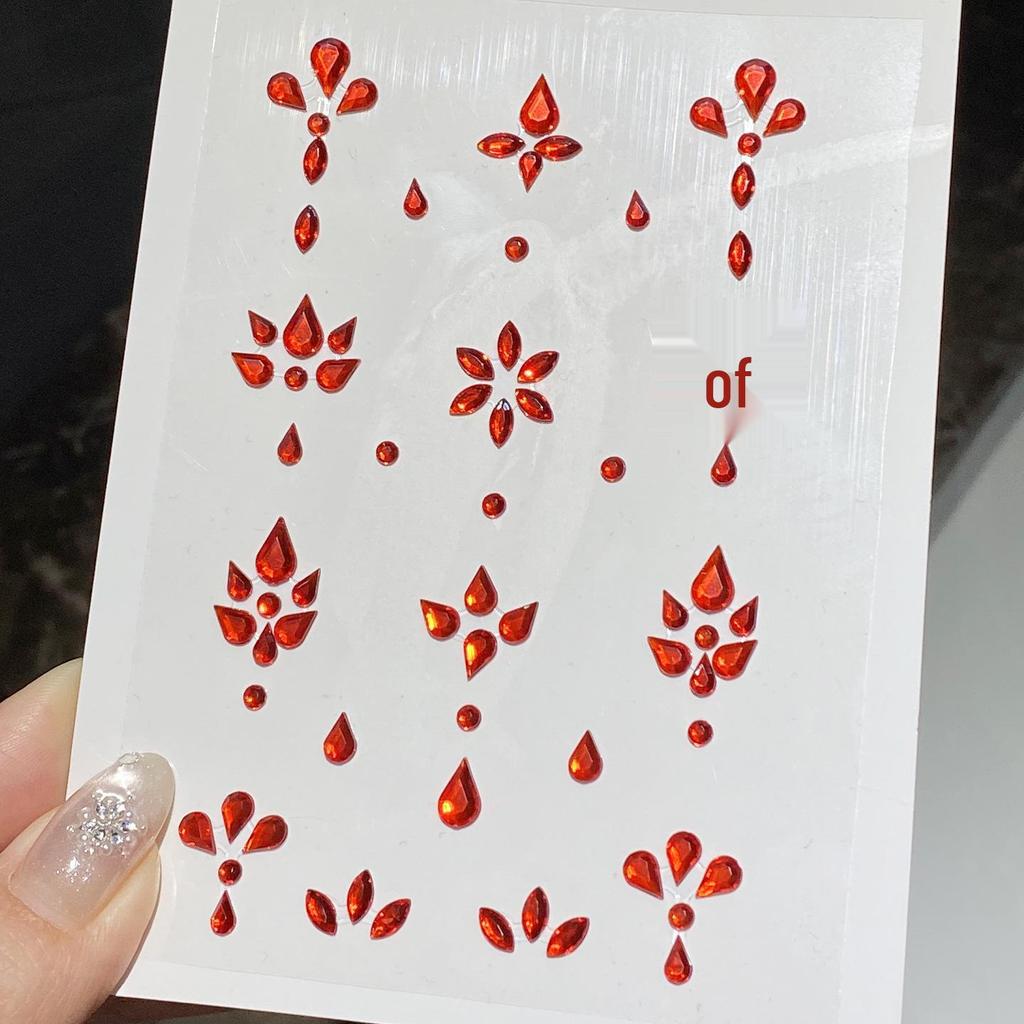 Древний стиль Красный головной убор с горным хрусталем на лоб и наклейки для украшения лица для макияжа в стиле Ханьфу