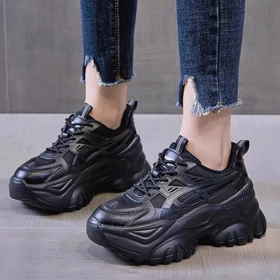 Популярные папины кроссовки женские 2025 весна и лето новые на толстой подошве увеличивающие рост универсальные маленькие черные кроссовки на толстой подошве
