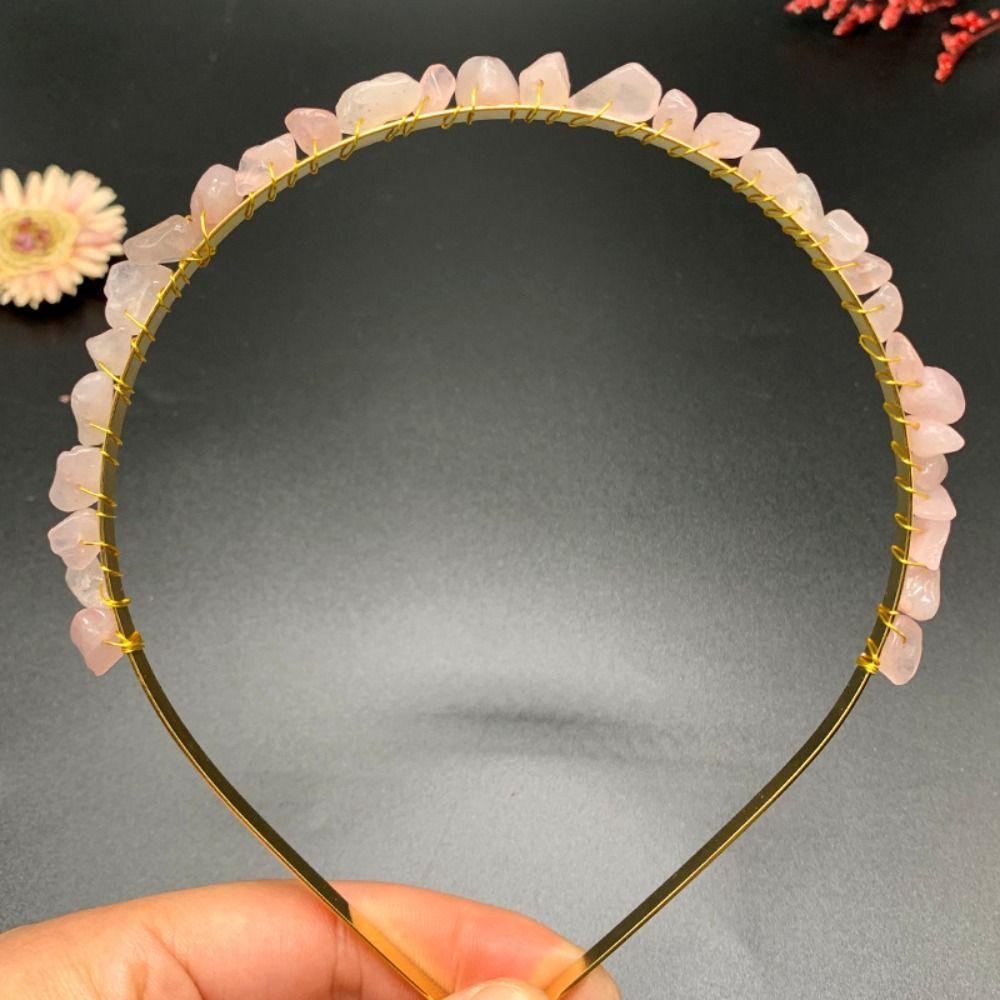 Fashion Hair Jewelry Natural Stone Ethnic Amethyst Hair Hoop Raw Quartz Crystal Headband Colorful Stone Stone Tiara