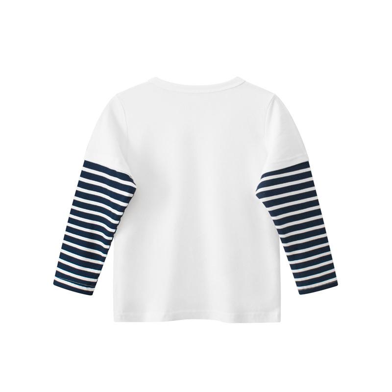 27kids 2024 Новая осенняя футболка с длинными рукавами и имитацией динозавра из двух частей для мальчиков