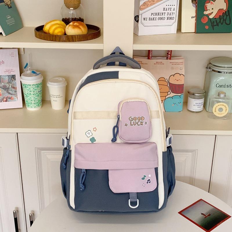 Рюкзак в стиле колледжа высокой ценности, милый, с контрастной цветной вставкой, рюкзак большой вместимости для старшеклассников