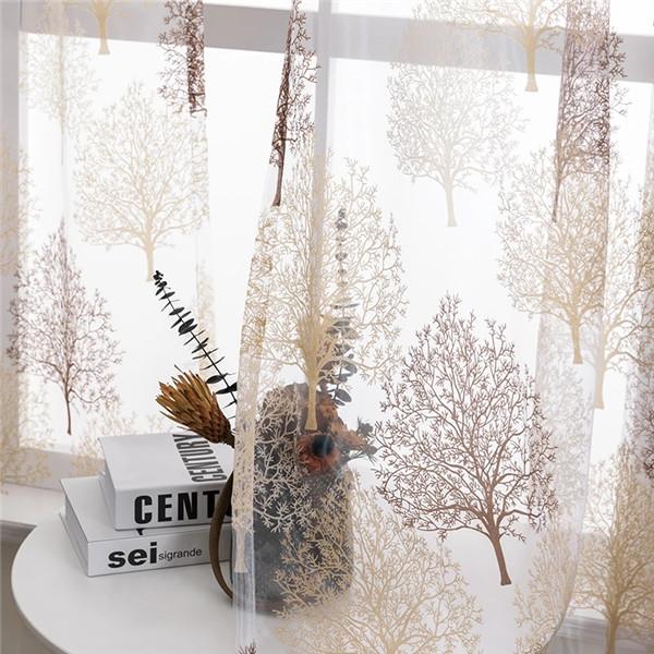 Горячие Современные Тюлевые Шторы с Принтом для Гостиной Кухни Роскошная Прозрачная Штора с Листьями для Спальни Вуалевая Штора для Оконной Шторы Драпировка