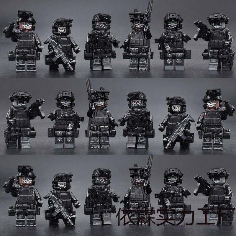 Совместимые с Lego Военные Строительные Блоки Спецназ Миниатюрные Солдаты С Полным Вооружением Мальчики Сборные Игрушки