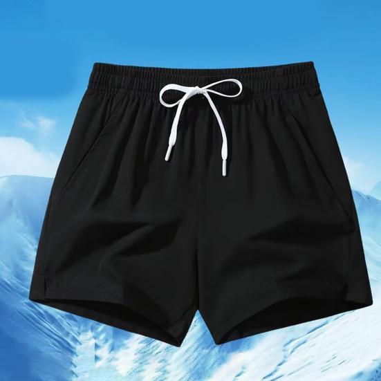 Мужские летние шорты с эластичной талией, регулируемые спортивные шорты на шнурке с карманами, однотонные широкие шорты
