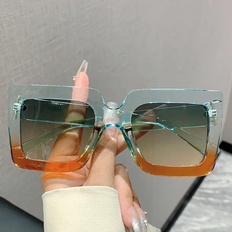 Солнцезащитные очки с градиентной расцветкой и вставками Модные Корейский стиль УФ-защита Модные Простые Универсальные Очки