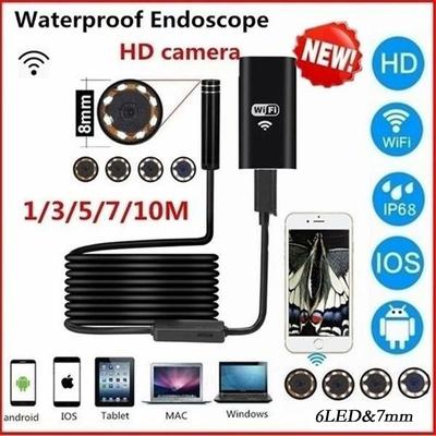 Эндоскопическая камера 1 м/1,5 м/2 м/3,5 м/5 м/10 м, 7,0 мм, 1080P HD, USB-эндоскоп с 6 светодиодным кабелем, водонепроницаемый смотровой бороскоп для ПК на базе Android
