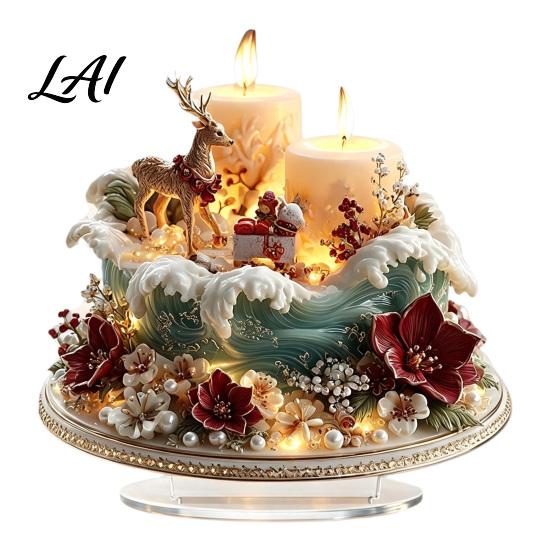 Transparent Acrylic Snow Hut Christmas Table Decoration Double-sided Winter Village/Candle/Teapot House Ornament Holiday Gift Ideas with Stable Base