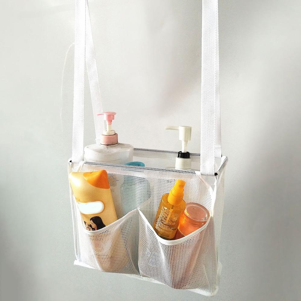 С 2 крючками Подвесная сетчатая сумка Практичная сумка для хранения ванных принадлежностей Прочный органайзер для душа Ванная комната