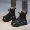 Platform Ankle Women Flats Snow Boots High Heels Leather Shoes Winter Casual Sneakers 2025 Trend Sport Lace Up Retro Botas Mujer