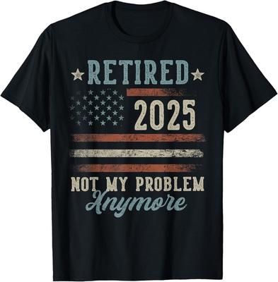 Вышел на пенсию 2025 Больше не моя проблема Подарок на пенсию с флагом США Унисекс футболка