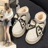 Сапоги Bow Snow Boots женские зимние бархатные утолщенные хлопковые сапоги теплые хлопковые туфли модные увеличивающие рост толстые подошвы симпатичные нескользящие сапоги