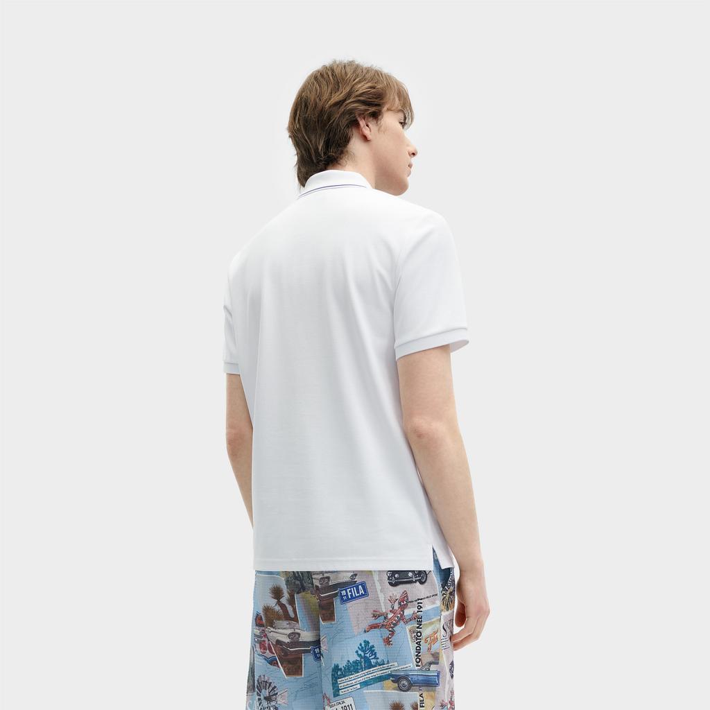 Fila Heritage Series Knitted Short Sleeve Polo Shirt Men Tops Standard-White F11M428119FWT