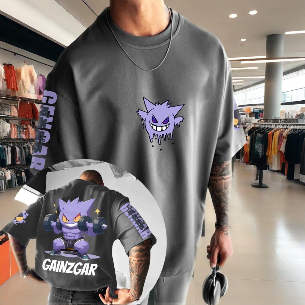 2026 Miniso Футболка с принтом Летняя Мужская Новая с принтом Gengar Повседневная Свободная Харадзюку Универсальная Топ для пары