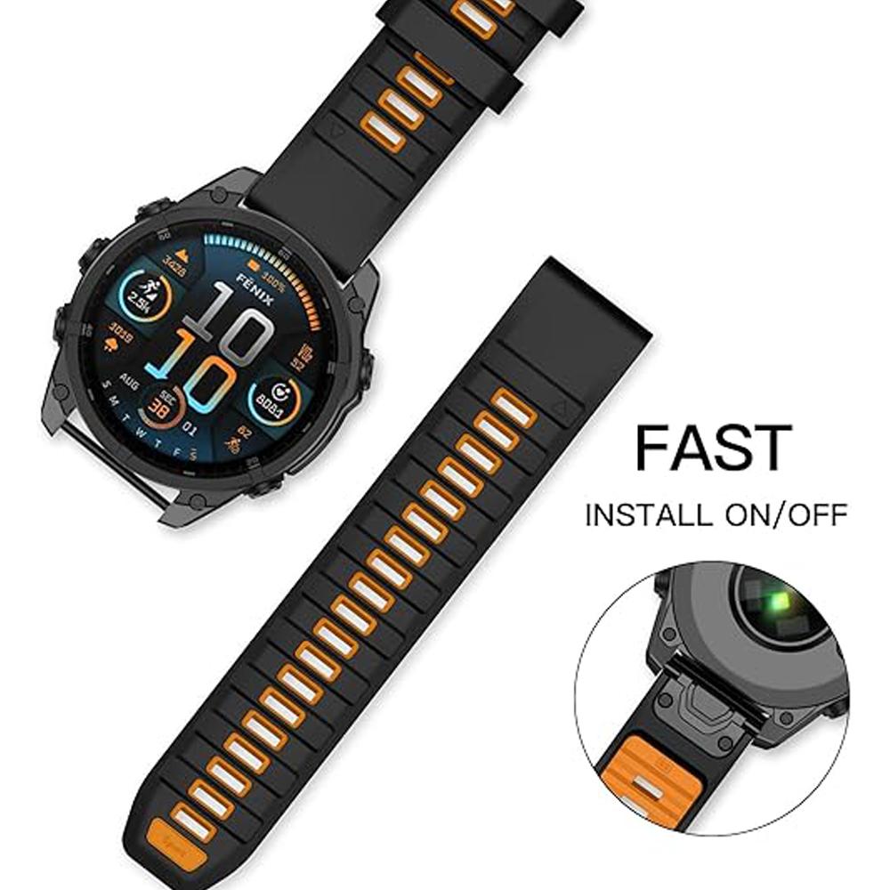 Силиконовый ремешок QuickFit для часов Garmin Fenix с металлической пряжкой - Различные цвета