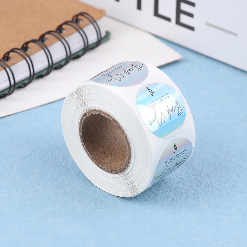 500 шт./рулон радужных лазерных благодарственных наклеек для малого бизнеса, самоклеящиеся этикетки для бутиков, упаковочные принадлежности